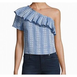 Splendid One Shoulder Floral Ruffle Blouse